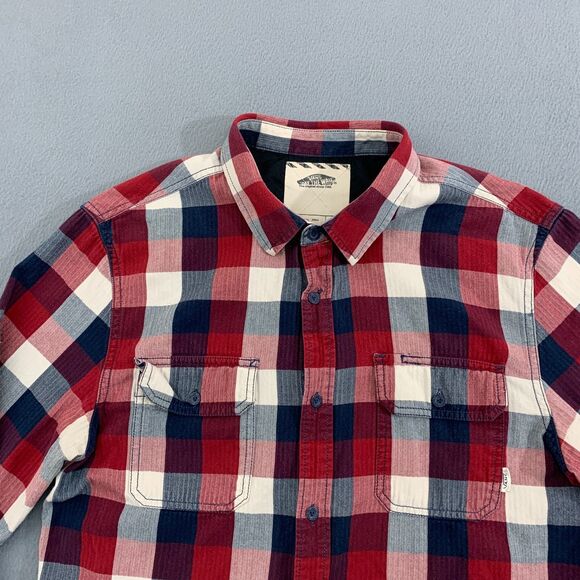 Vans off The Wall Button Up Shirt Mens Large Plaid Cotton Long Sleeve - Picture 2 of 16
